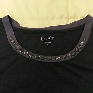 Ann Taylor loft grey embellish top sz S NWOT